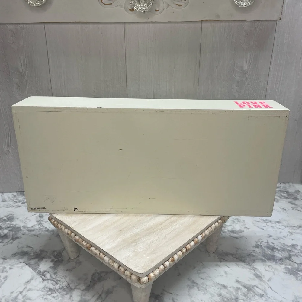 Victoria’s Secret Love Pink Wood Store Display Box with Dog white hot pink RARE - Picture 7 of 10